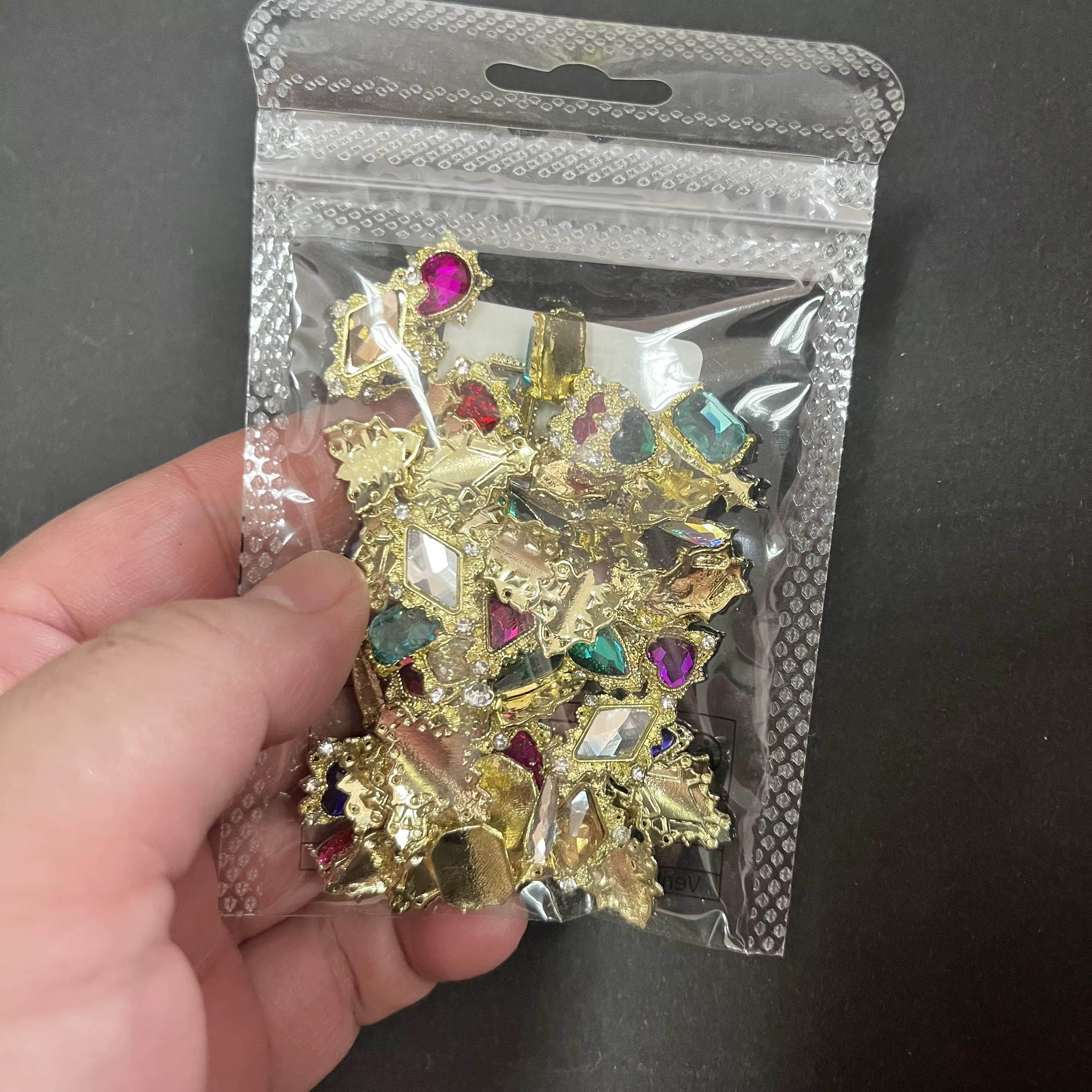 Mélange de strass pour Nail Art, 60 pièces, cœur/carré/goutte d'eau, gros bijoux en cristal irisé AB