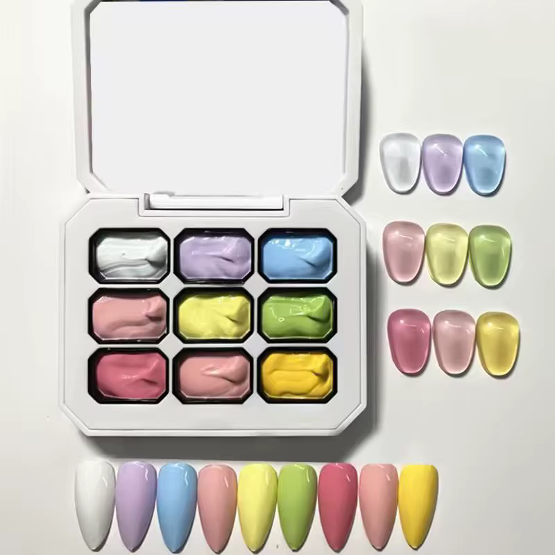 Colle pat 9 couleurs, couleurs vives pour ongles, charme de décoration d'ongles dégradé, design créa