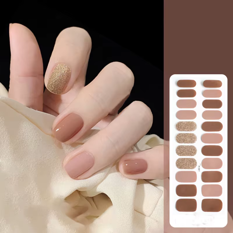 Film de Gel pour vernis à ongles à paillettes Flash à 22 doigts, autocollant imperméable et durable 