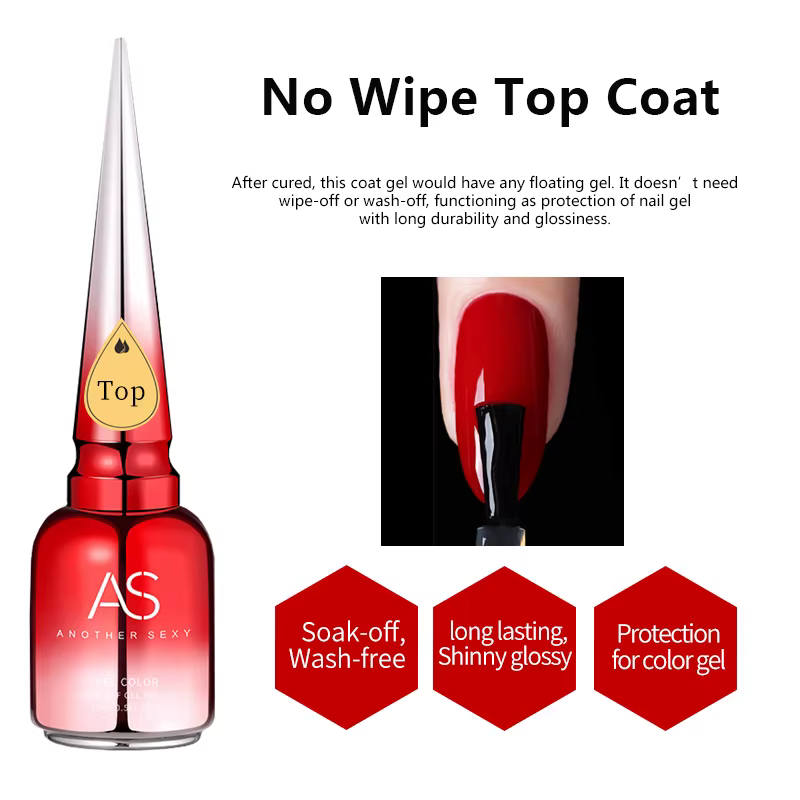 AS 15ml Poudre Effet Miroir Chrome Transparent Gel de Finition pour Ongles Gel Cristal Brillant Sûr 
