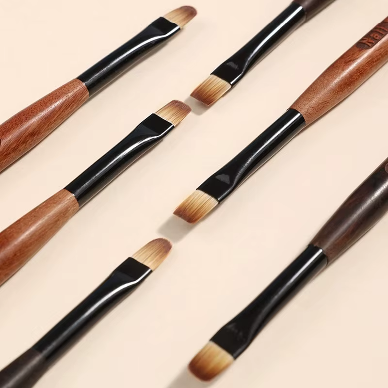 Stylo brosse à ongles en acrylique, pour poudre de manucure, manche rond en bois, outils de brosses