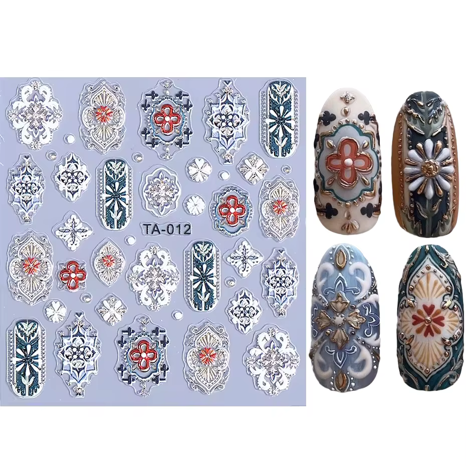 Bohême rétro Nail Art autocollants dentelle fleur fenêtre bronzant Design décalcomanies ongles brelo