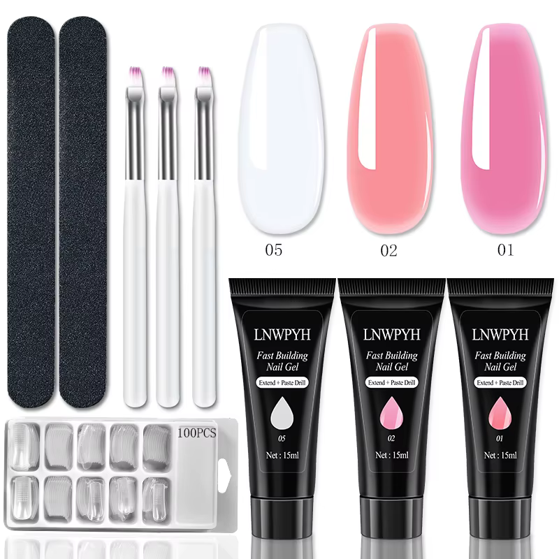 Ensemble de Gel d'extension d'ongles, vernis UV, Kit de manucure complet, Solution antidérapante, en