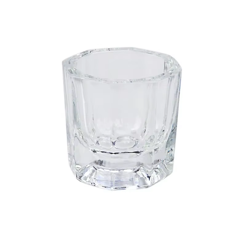 Plat Dappen en poudre acrylique en verre de cristal, tasse à ongles, bol de brosse de lavage, outils
