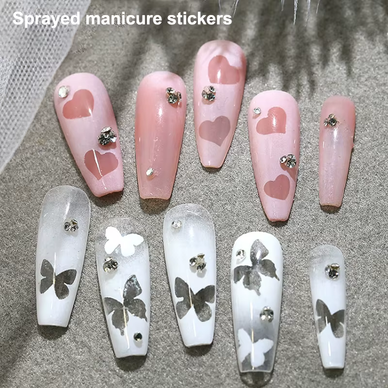Nail Art évider autocollant étoile papillon amour adhésif modèle timbre autocollants Nail Art décora