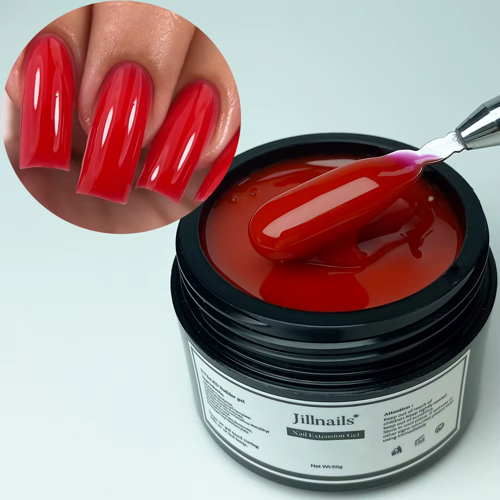 Jillnails Gel Constructeur Ongles Bourgogne 50G Rose Poudré Nude Scintillant Gel UV pour Extension d