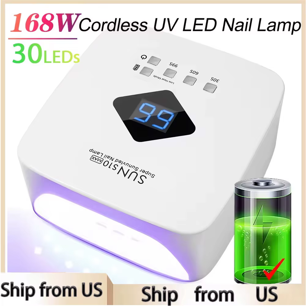Lampe à ongles UV LED 168W, sèche-ongles Rechargeable avec grand écran LCD, lampe professionnelle à 