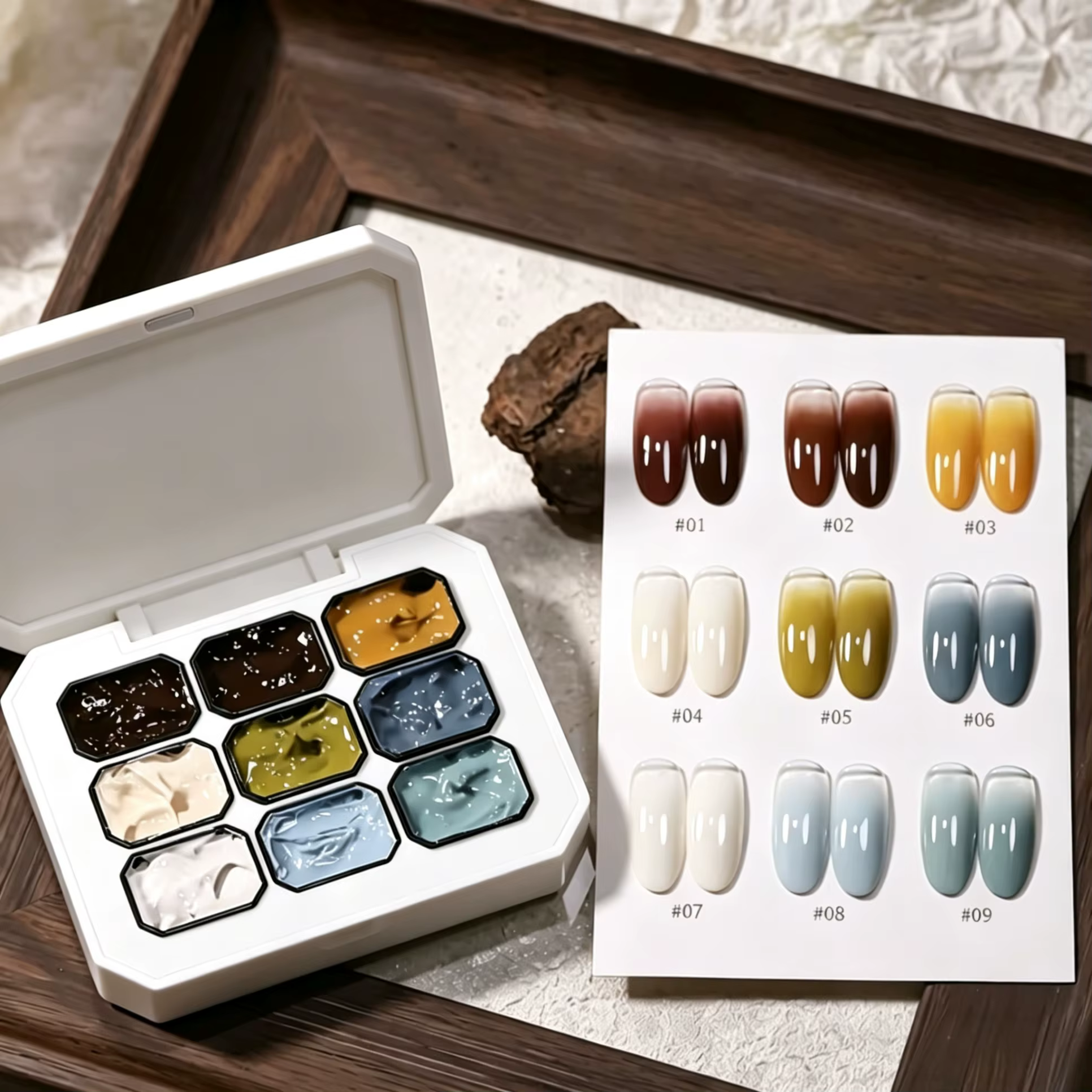 Vernis à ongles solide 9 couleurs, gel de peinture bleu, couleur chocolat, gel à ongles populaire ha