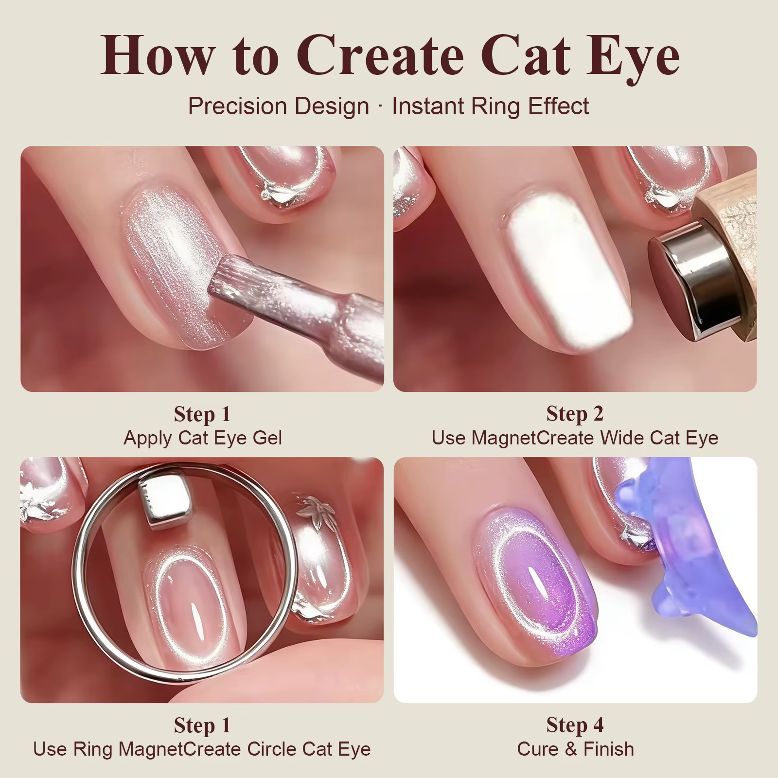 Outil aimanté circulaire pour gel œil de chat, aimant œil de chat creux effet trou noir, anneau magn