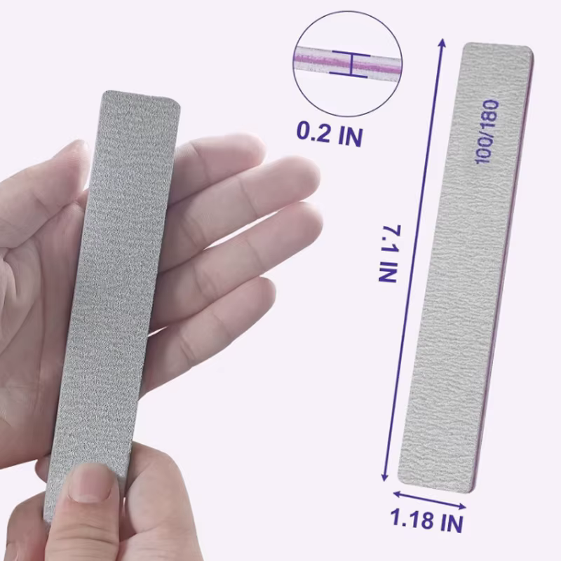 5/10/20 pièces limes à ongles 100/180 grains émeri limes à ongles pour ongles naturels et ongles en