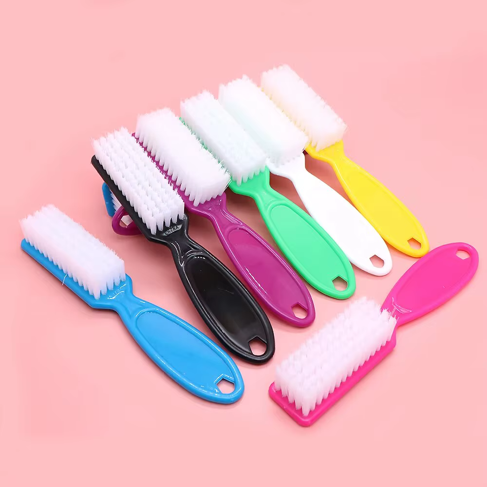 Brosse de nettoyage pour ongles, couleur, poignée en plastique, brosse multifonctionnelle, nettoyage