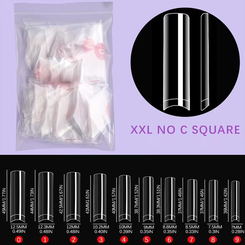 500 pièces XXL No C courbe ongles conseils pour ongles en acrylique, ensemble professionnel, droit c