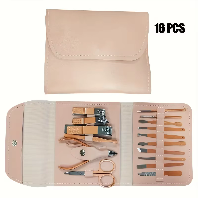 Ensemble d'outils de manucure, coupe-ongles, avec étui de voyage portable, kit de coupe-cuticules et