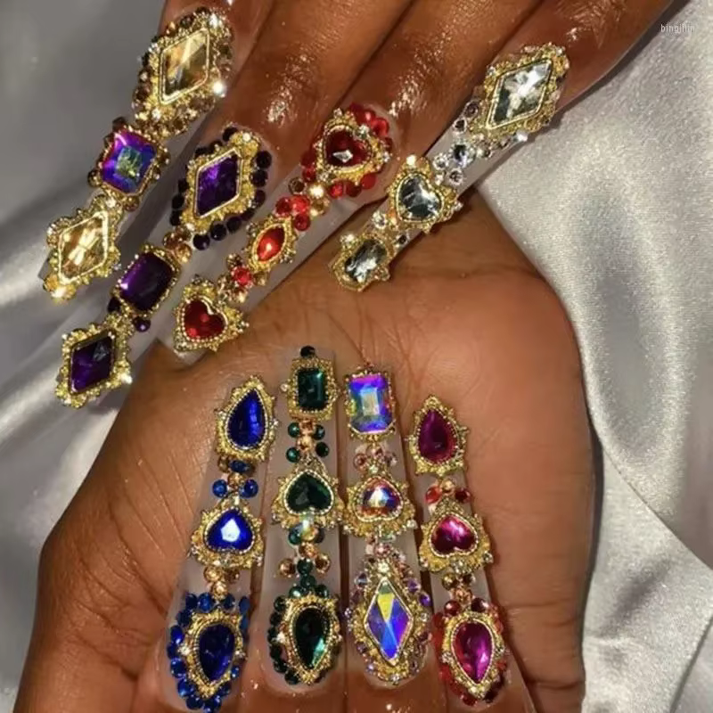 Mélange de strass pour Nail Art, 60 pièces, cœur/carré/goutte d'eau, gros bijoux en cristal irisé AB