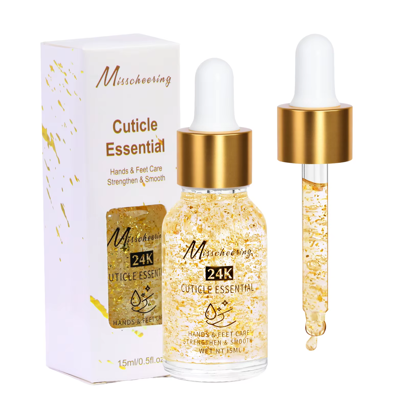 Huile nutritionnelle en feuille d'or 24k, 15ml, huile nutritive pour cuticules, nourrit, réparation,