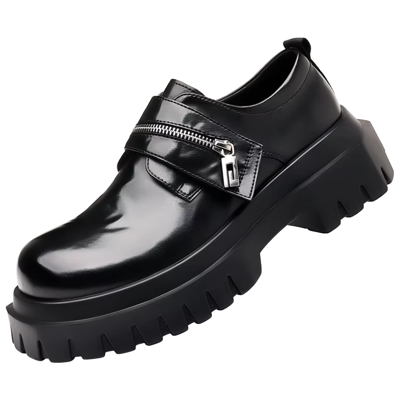Derby chaussures en cuir pour hommes fond épais style britannique design loisirs fête affaires burea