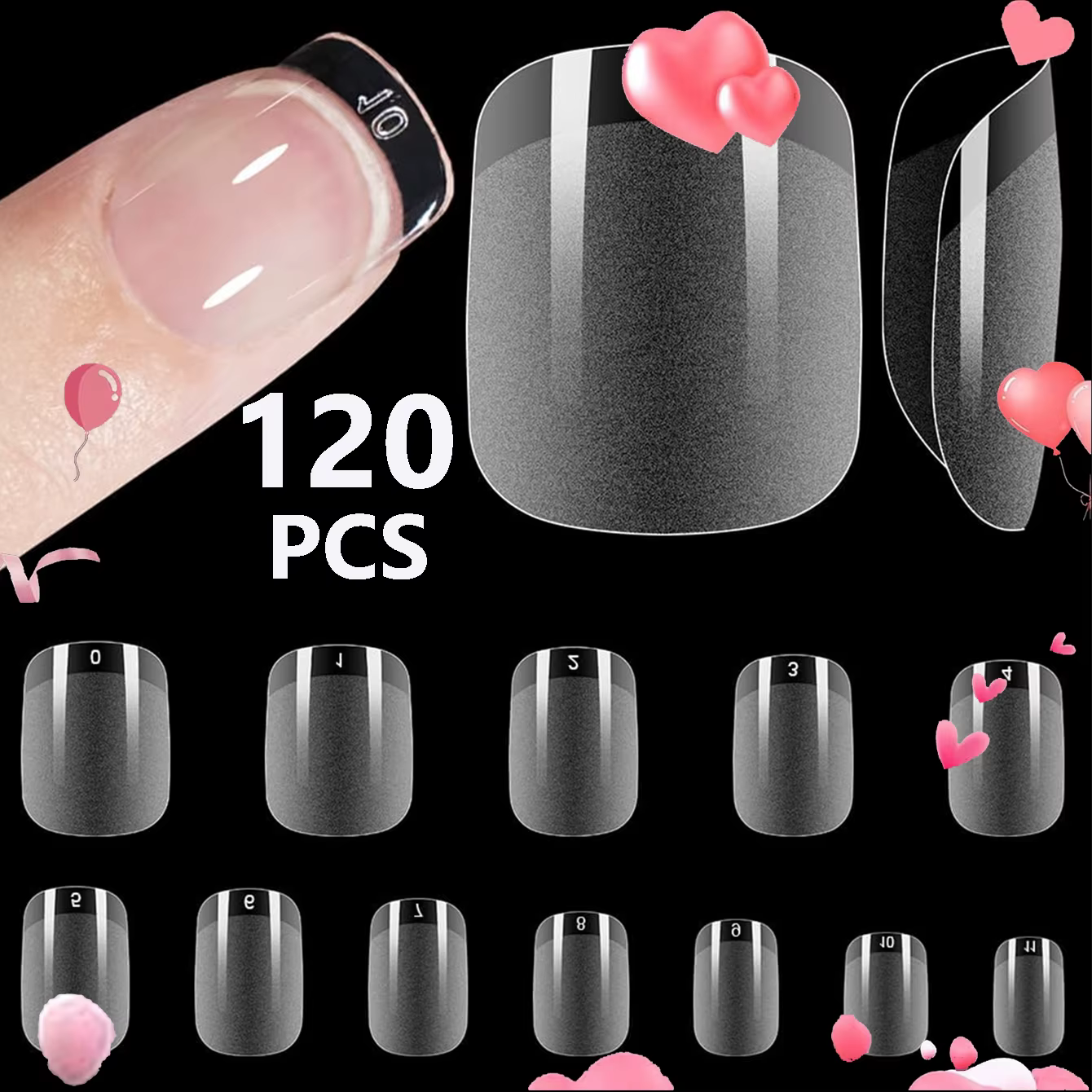Embouts d'ongles courts en amande : 120 embouts de gel doux pour gel à couverture complète X embouts