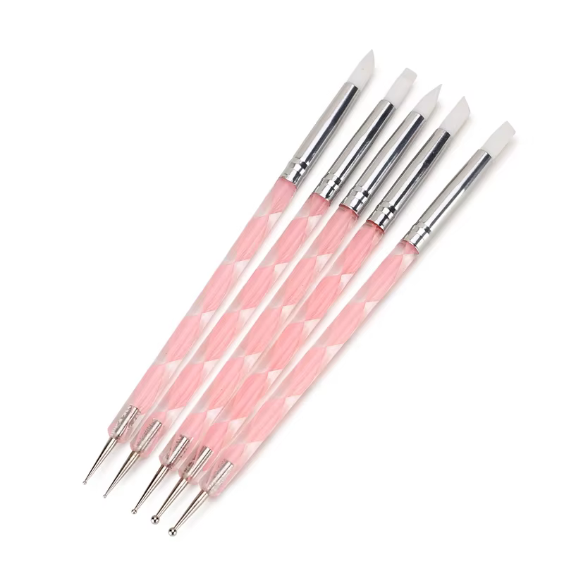 5 pieces of nail art special pointed flower nail polish pens, nail art painting tools, marble patter