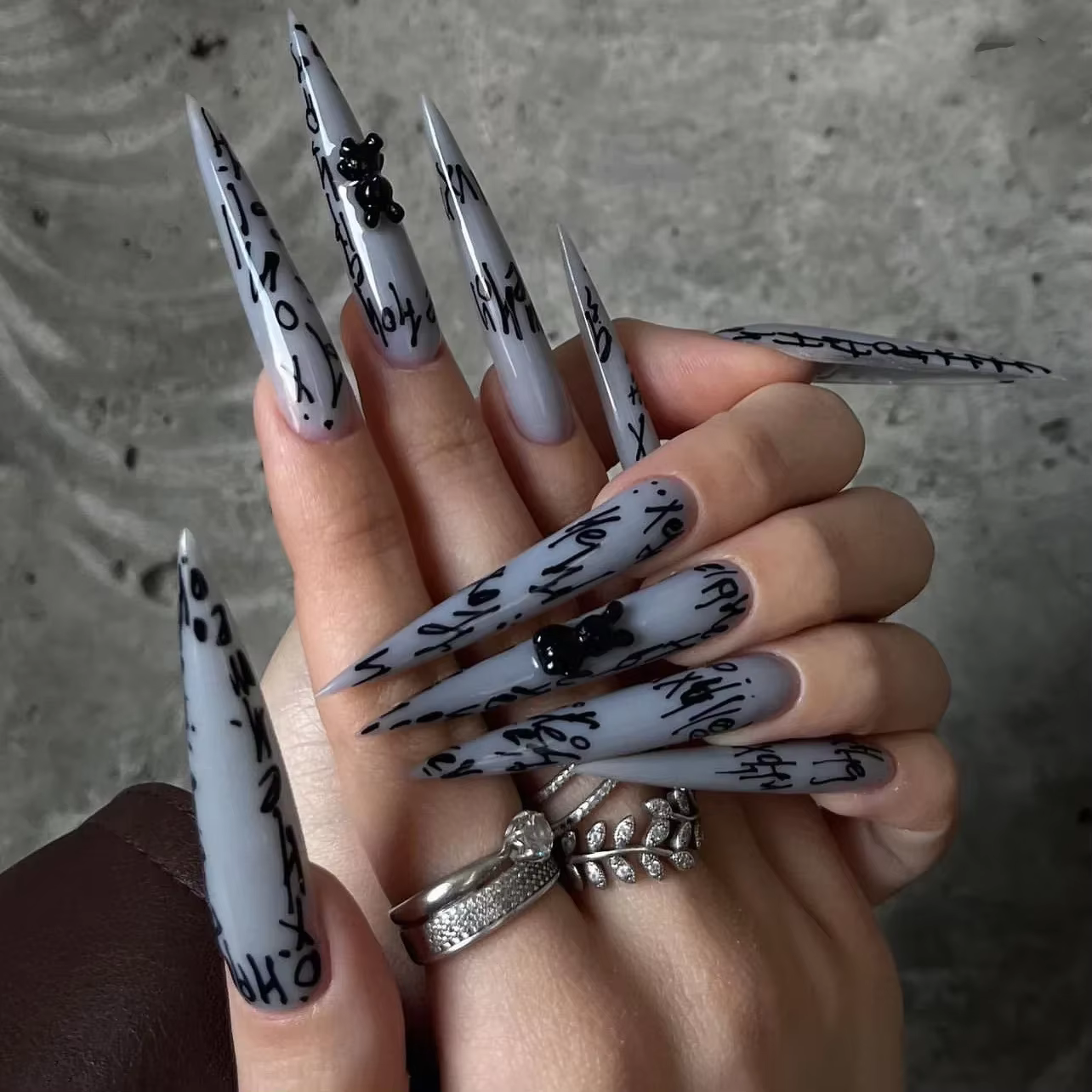Ligne bleue délineation Gradual Halo teinture longue pointe Nail Art amour faux ongles détachable fi