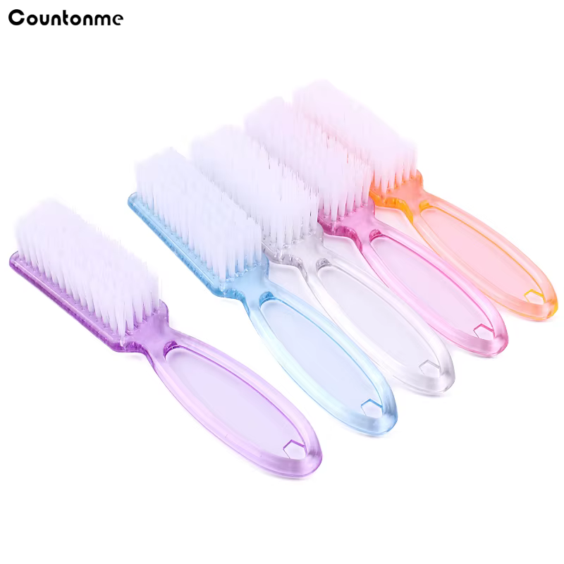 Brosse à ongles transparente, brosses de nettoyage, poignée en plastique, nettoyeur de brosse multif