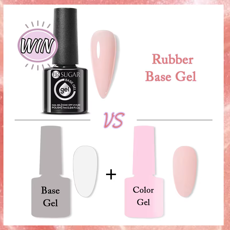 UR SUGAR 7ml rose nu Base en caoutchouc naturel Gel vernis à ongles Semi Permanent Chrome paillettes