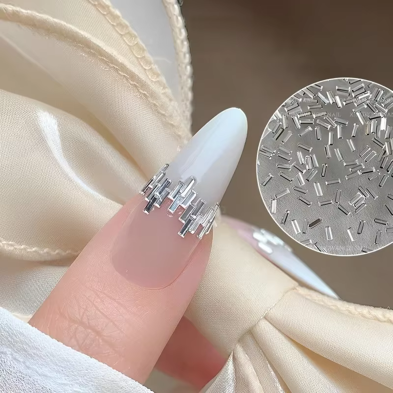 Strass réfléchissants pour ongles, 100/50 pièces, bande fine argentée, bandes de cristal pour Nail A