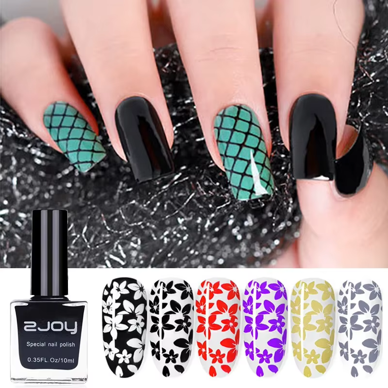 0.35fl.Oz/10ml estampage vernis à ongles noir/blanc vernis à ongles Gel d'impression tremper UV LED 
