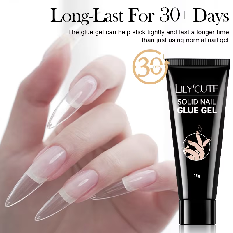 LILYCUTE 1/2/3 pièces 15g colle à ongles solide Gel pour pointe d'ongle presse sur les ongles longue