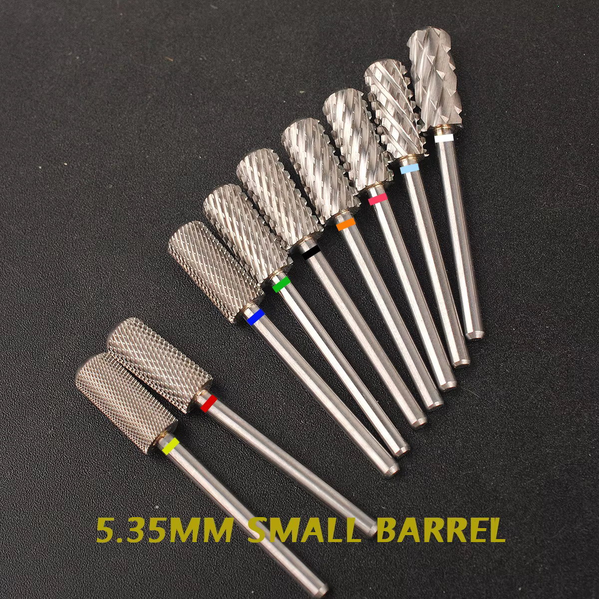 Forets à ongles en carbure de gel, petit baril de 5.3mm, mèches supérieures lisses, outil de manucur