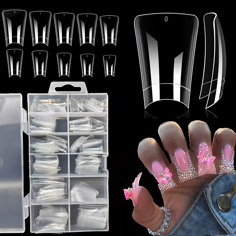 120 pièces de pointes d'ongles de canard de longueur moyenne, 12 tailles en boîte, ongles de canard
