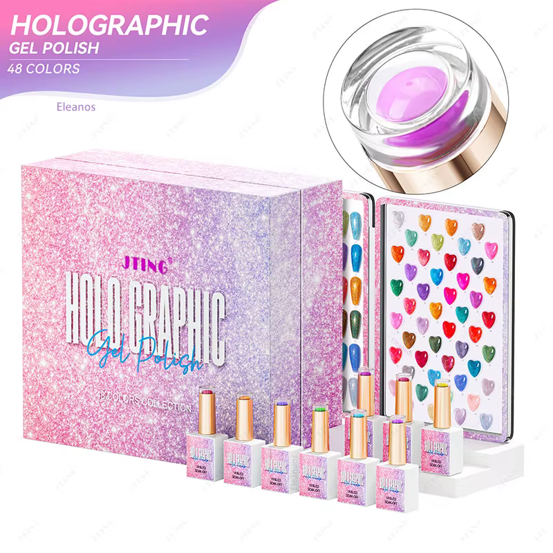 Eleanos nouveau 48 pièces paillettes Laser Gel vernis à ongles ensemble avec livre de couleur vernis