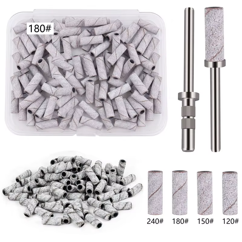 50/100 pièces Bandes de ponçage pour ongles de 3 mm - Grains 120/150/180/240 Mini embout de ponceuse
