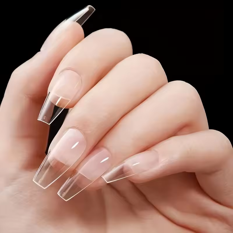 120 pièces couleur Pure mat Ballet cercueil ongles conseils longs Transparent acrylique faux ongles
