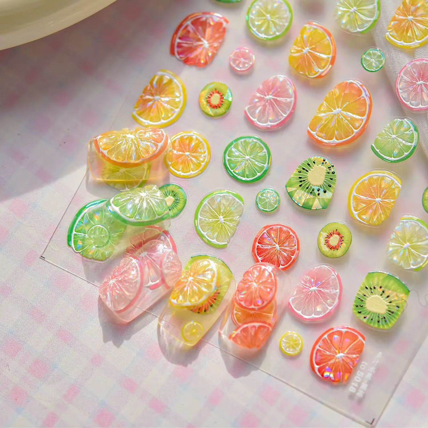 Autocollant de manucure pour Nail Art, fruits, fête, ananas, Pitaya, Kiwi, fruits, pomme, pastèque,