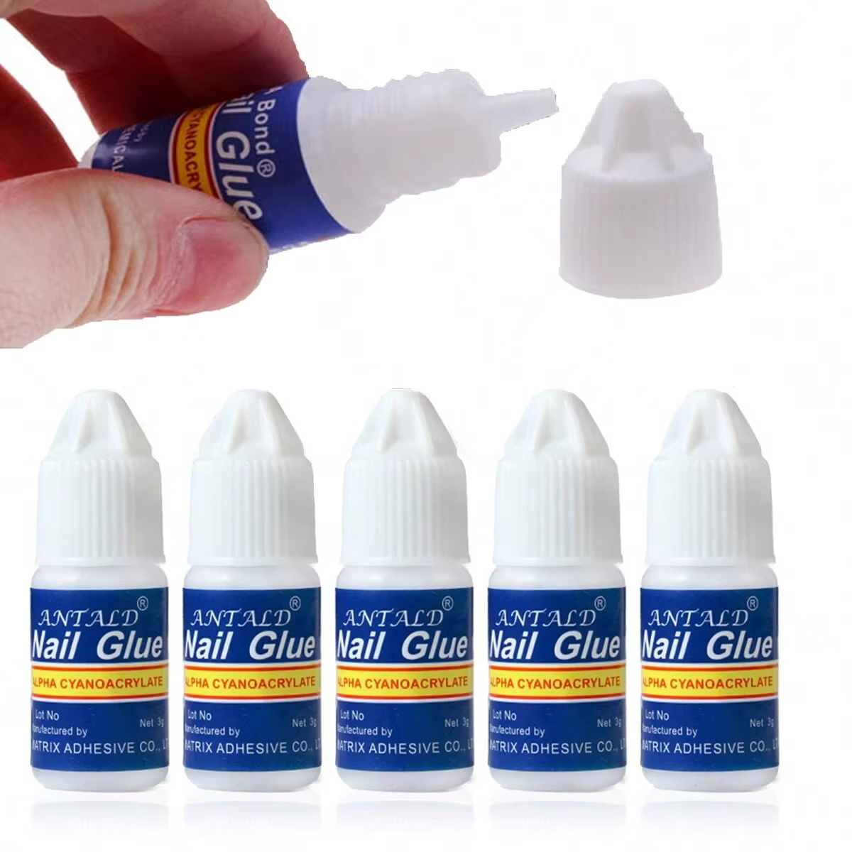 Colle à ongles transparente Ultra forte 5x3g-formule à séchage rapide et sans essuyage pour ongles a