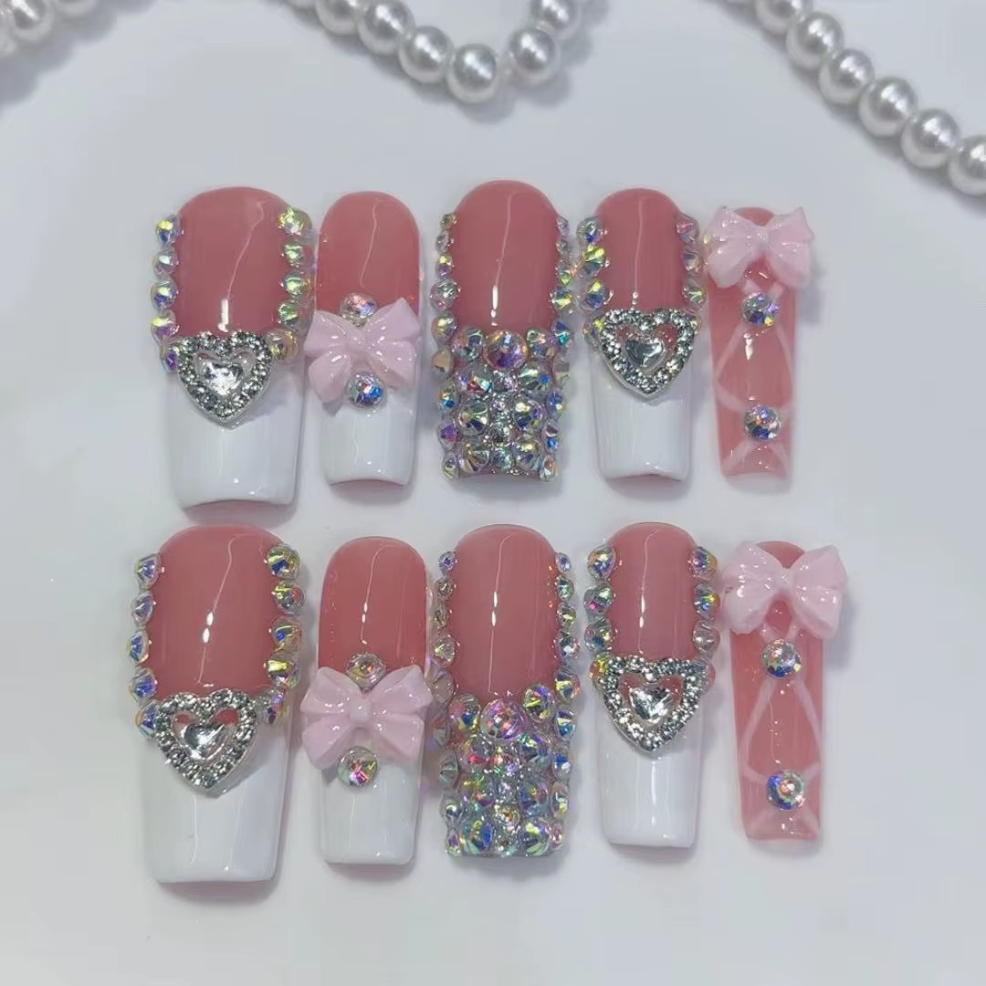 10 pièces de style haut de gamme et luxueux, nœud papillon tridimensionnel peint à la main, diamant