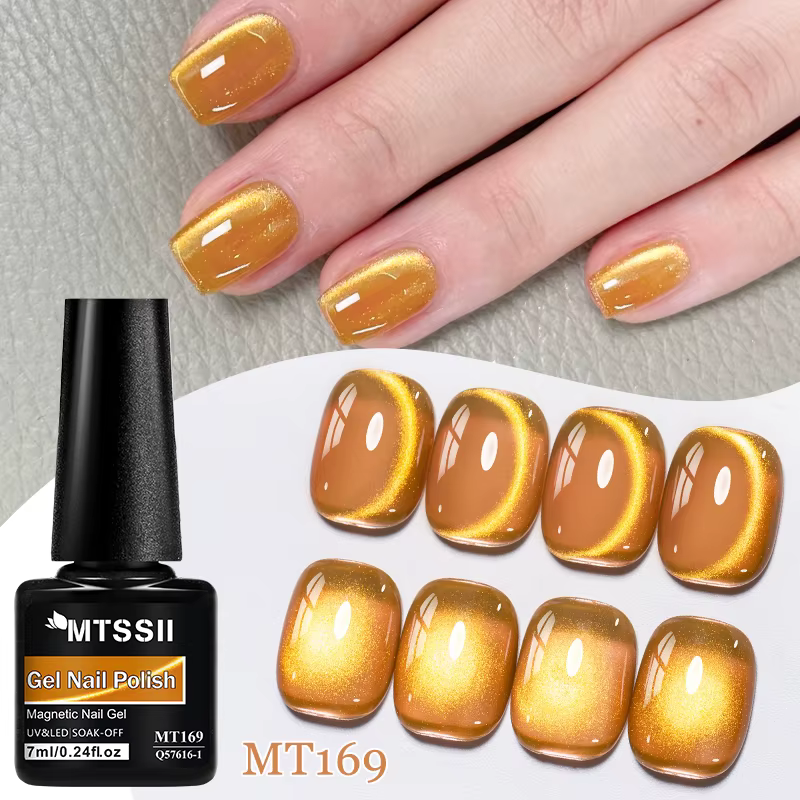 Vernis Gel magnétique chat brillant doré, Gel magnétique semi-permanent à tremper, vernis Gel UV pou