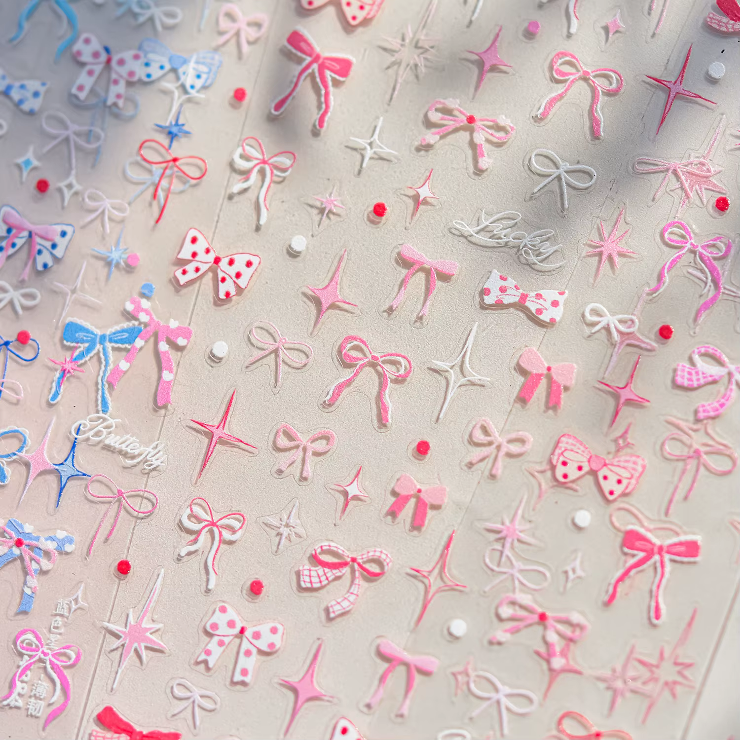 Autocollant pour ongles fins et résistants 3D, mignon ciel étoilé rose, autocollants pour Nail Art,