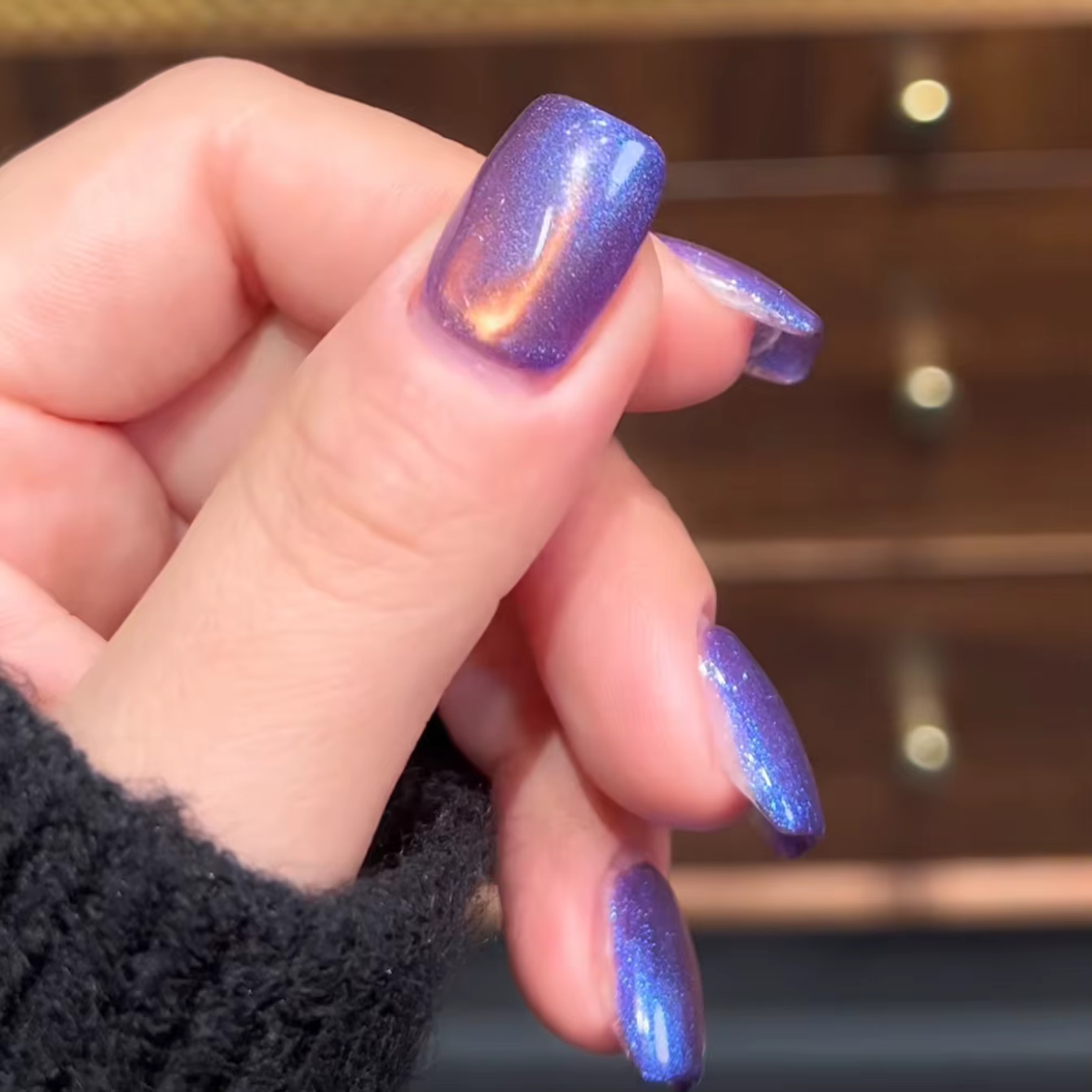 MlANEL 10ml Vernis à ongles gel effet œil de chat avec perles de verre scintillantes, pour nail art