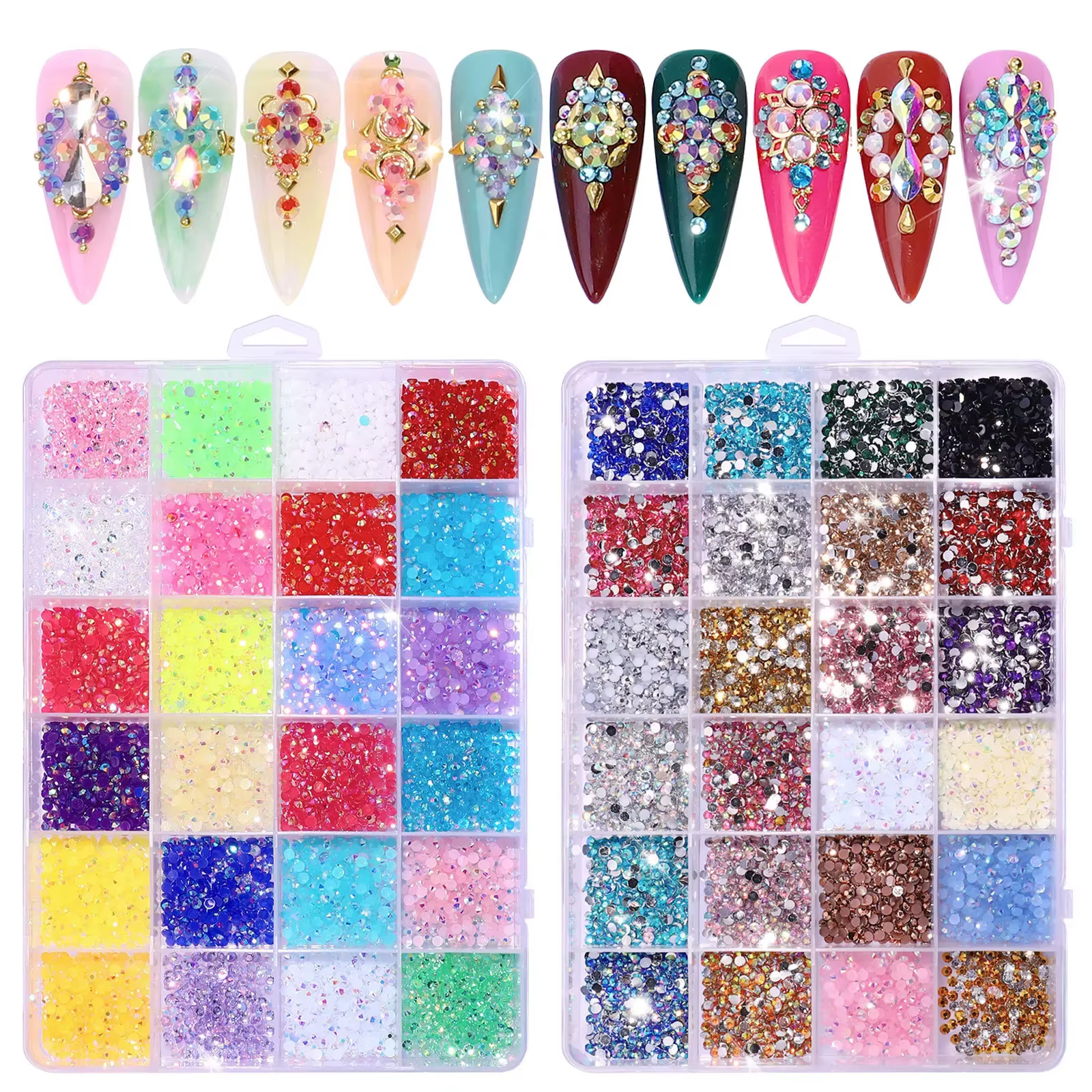 Kit de strass ronds en résine à fond plat, 3500 pièces/boîte, paillettes de couleur, bricolage 3D, d