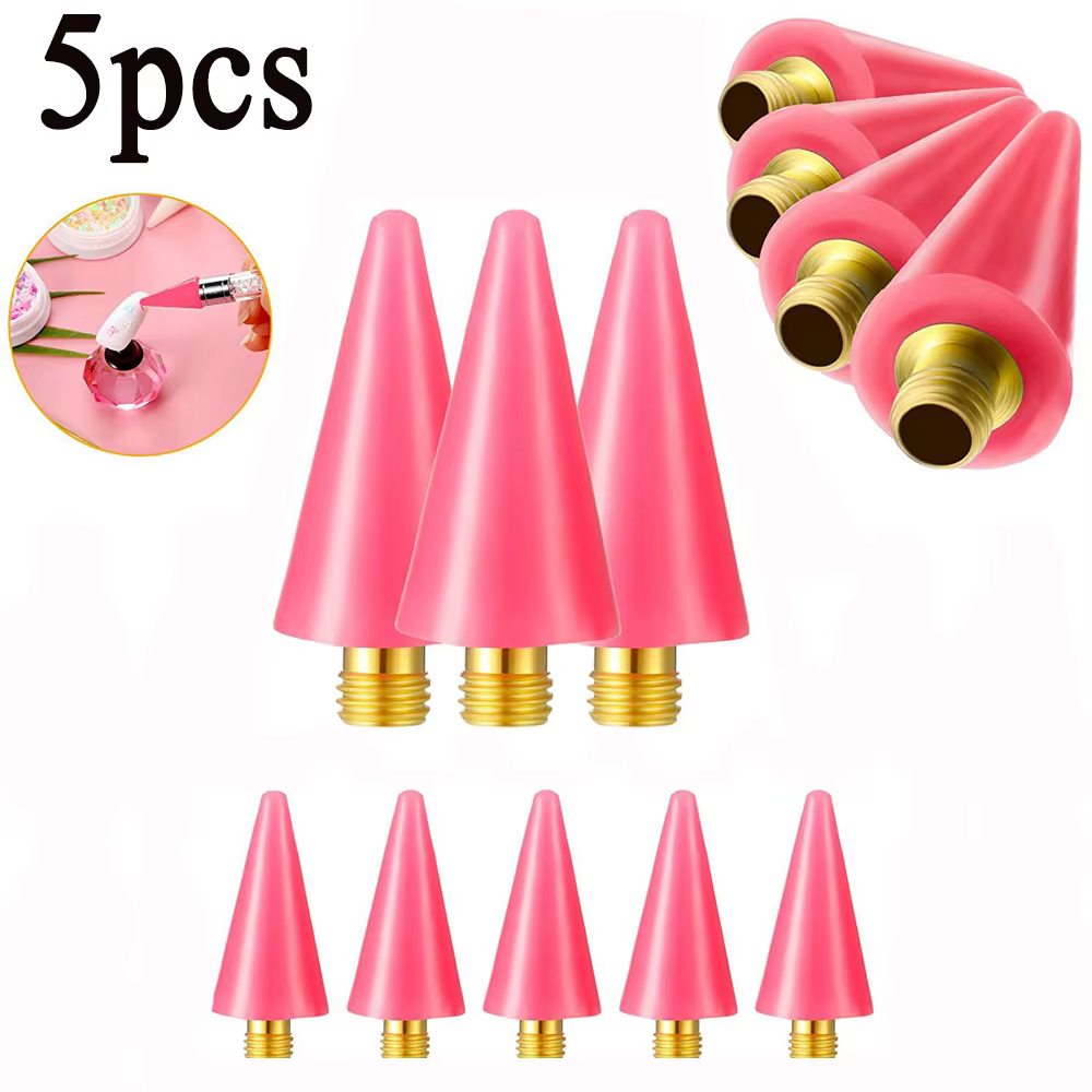 PINCEF-Stylo de pointage pour ongles, tête d'avertissement de résubdivision, biscuits rose et blanc,