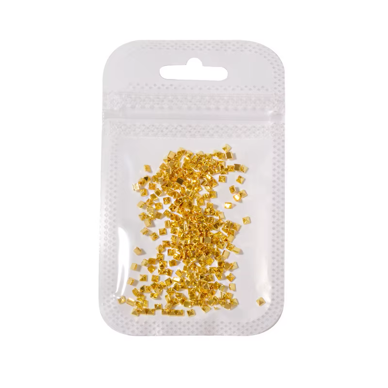 Goujons en or et argent, breloque 3D, 500 pièces, pyramide rectangulaire 1.2/1.5/2, Rivet pour Nail 
