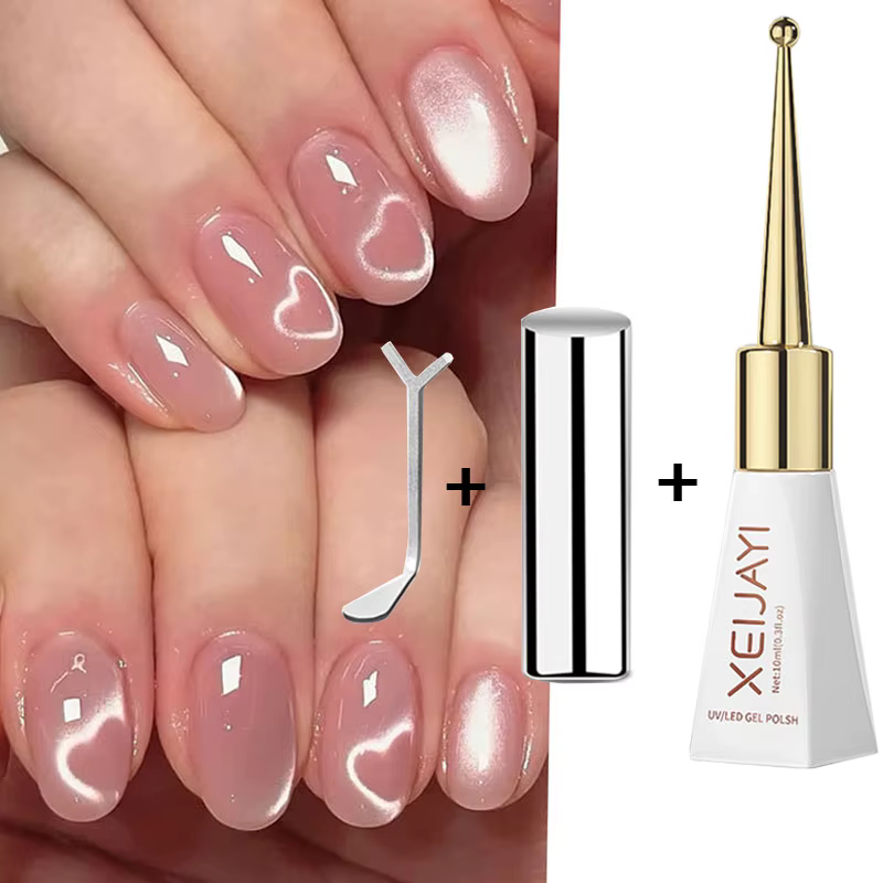 Vernis à ongles Gel œil de chat rose et ensemble d'outils magnétiques 1ja(0.34oz) Gel pour ongles ye