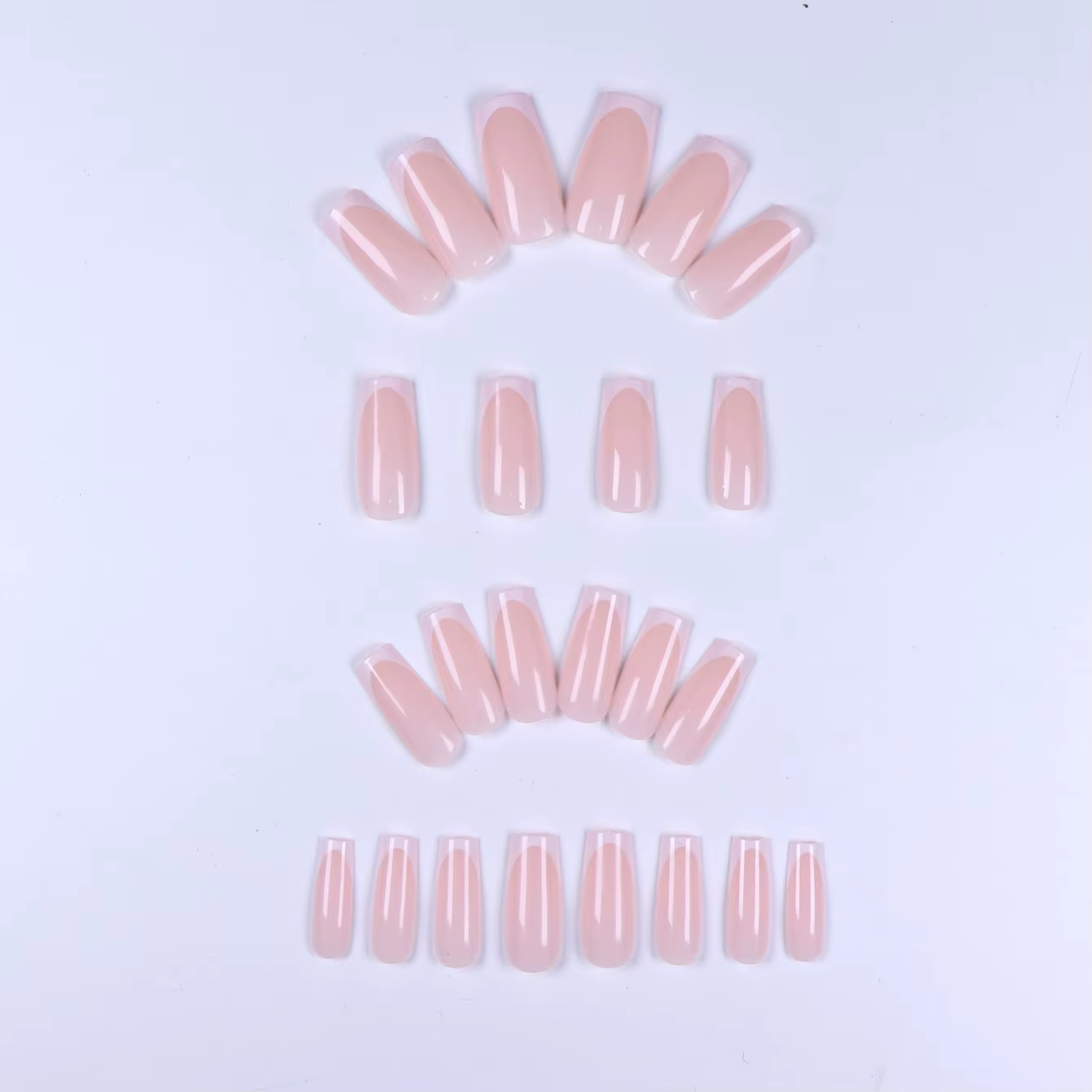 Faux ongles rectangulaires blancs de Style français, pointe d'ongle blanche entièrement couverte, on