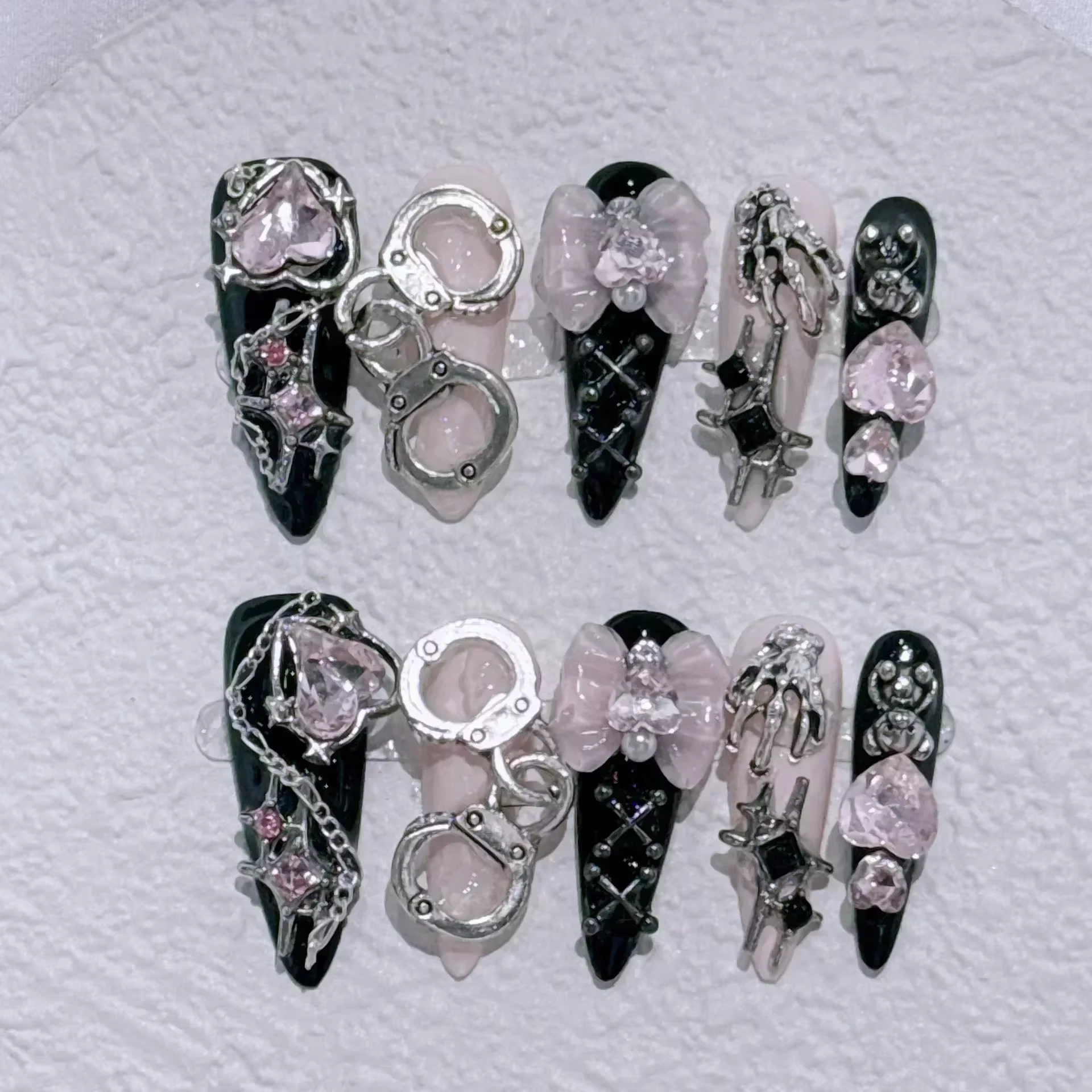 Faux ongles de Ballet longs et détachables, avec papillon et camélia, Design Y2k, couverture complèt