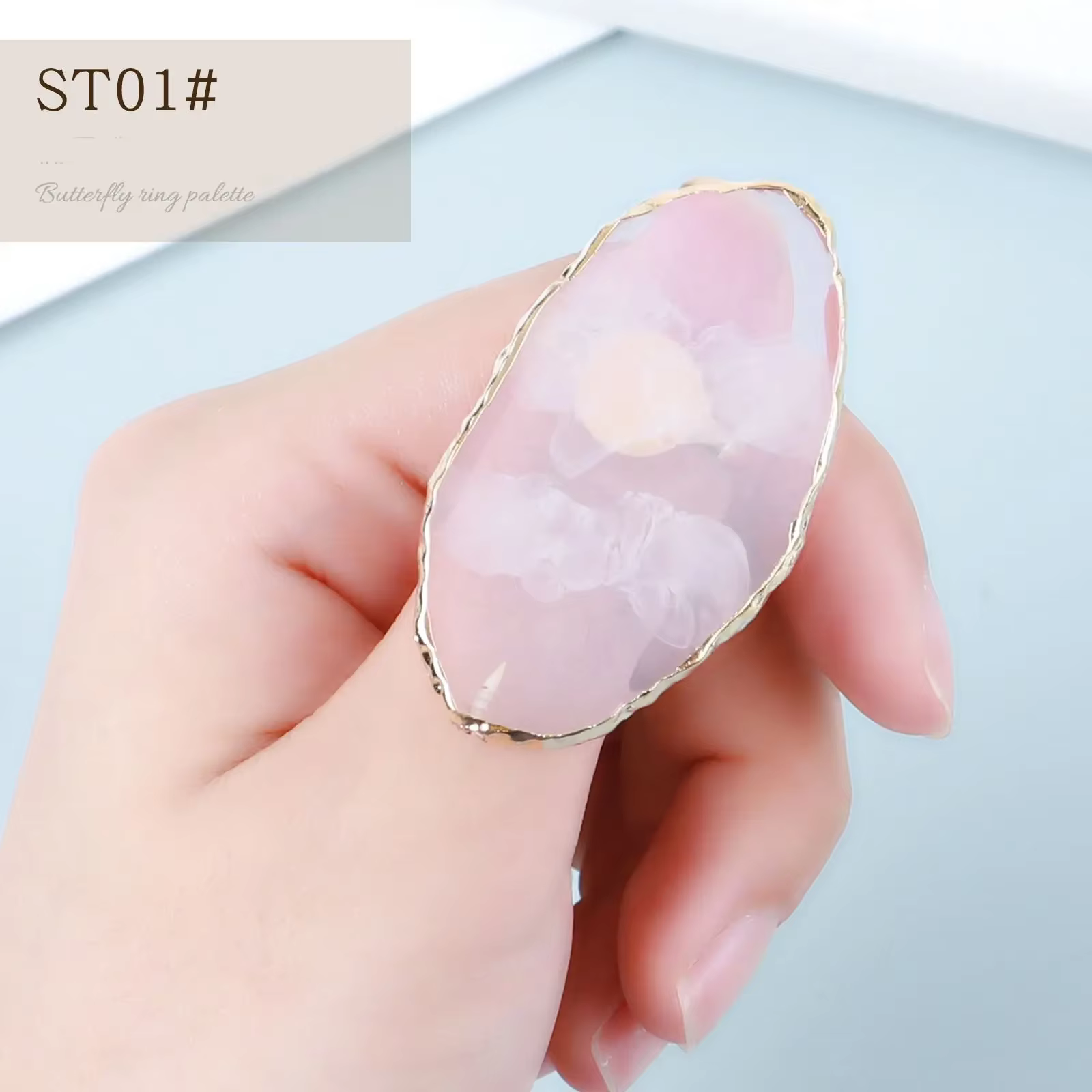 Rim Agate Finger Ring Painting Palette, Foundation, Assad Pigment Holder, Nail Art Plate, Tips, Nail