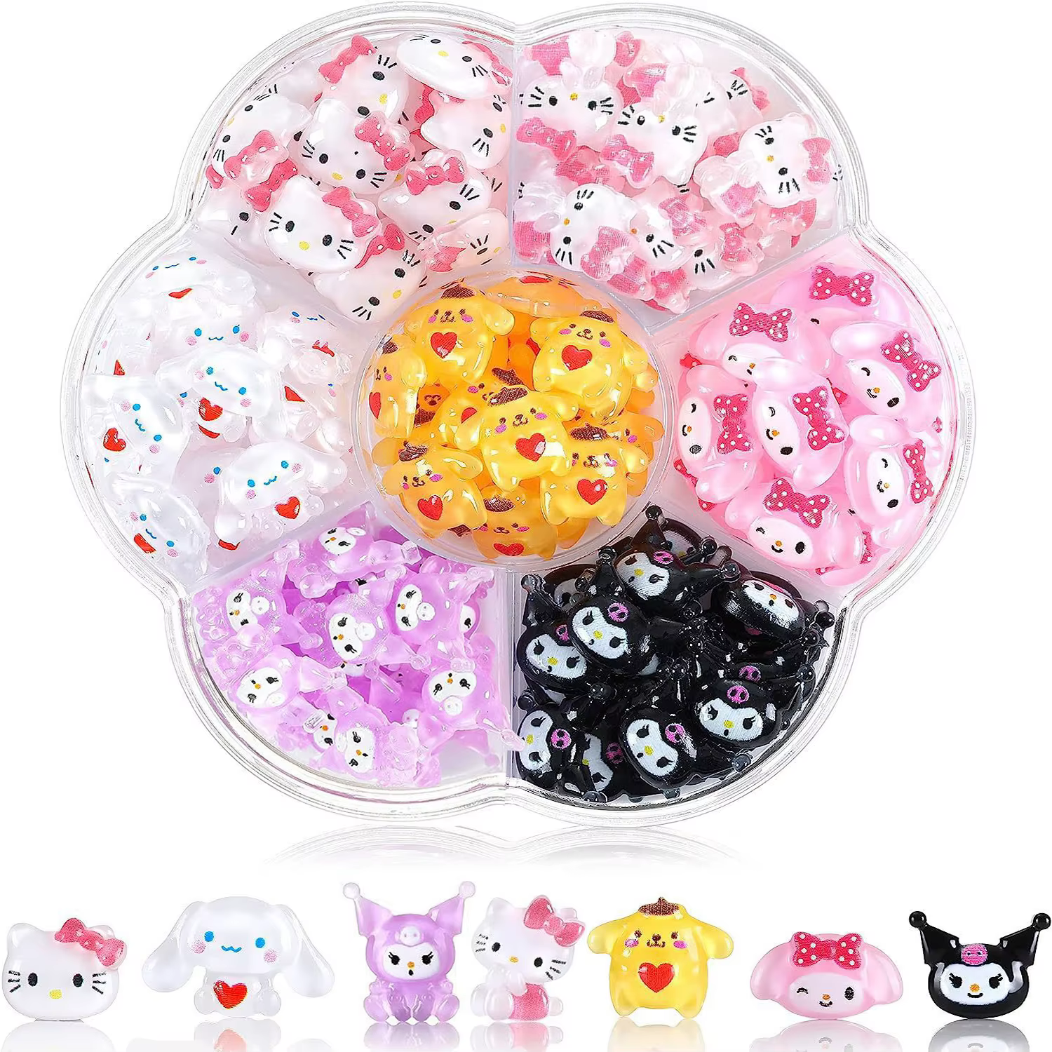 70 pièces/50 pièces Sanrio Hello Kitty Kawaii dessin animé Kuromi Nail Art breloques Kit 3D ongles s