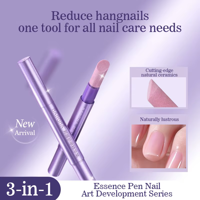 Stylo 3 en 1 pour Nail Art, armure des mains, brosse à Essence, poussoir à cuticules, outils de soin