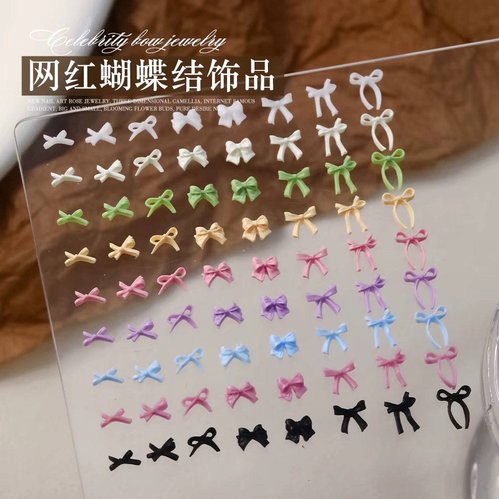 8Styies arcs Design Nail Art accessoires couleurs mélangées arc Macaron dessin animé 3D ruban nœud p