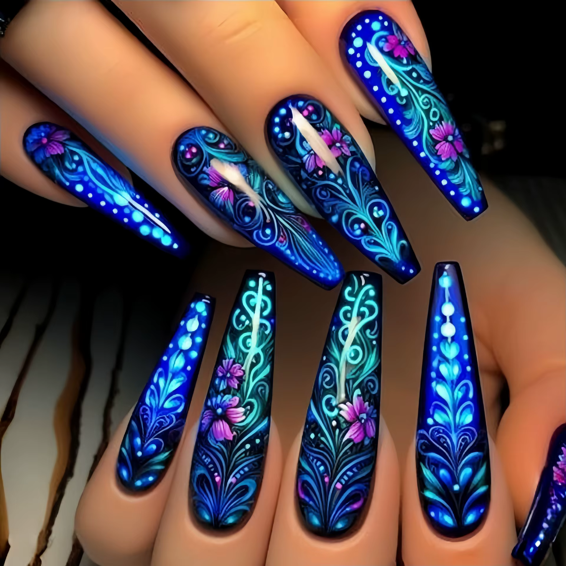 24 pièces/ensemble faux ongles mi-longs pour femmes printemps été fleurs papillon abeille design fau